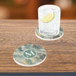 緑泥岩石模様モノグラム コースター