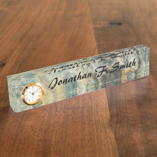 緑泥岩石模様 デスクネームプレート (側面)
