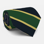 緑海軍および金ゴールド大学ストライプのタイ ネクタイ (ロール)