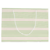 緑淡い色のとベージュ5パターンストライプパターン ラージペーパーバッグ (裏面)