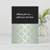 緑淡い色のと銀白色のダマスク模様 招待状 (スタンド正面)