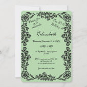 緑淡い色のと黒植物学フローラ30歳の誕生日 招待状 (正面)