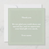 緑淡い色ののストライプサンキューカード サンキューカード (裏面)