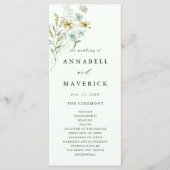 緑淡い色のの繊細な野の花ボホ結婚の プログラム (正面)