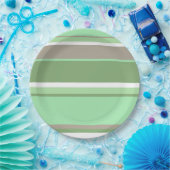 緑淡い色のストライプ色 ペーパープレート (パーティー)