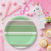 緑淡い色のストライプ色 ペーパープレート (パーティー)