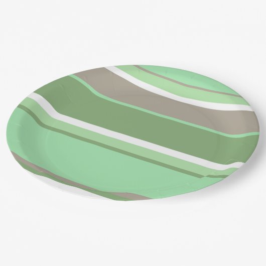 緑淡い色のストライプ色 ペーパープレート (アングル)