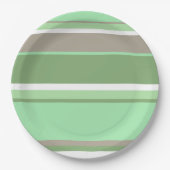 緑淡い色のストライプ色 ペーパープレート (正面)