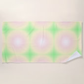 緑淡い色のバラ白3D光学勾配パターン ビーチタオル (正面)