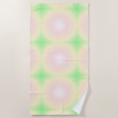緑淡い色のバラ白3D光学勾配パターン ビーチタオル (正面)
