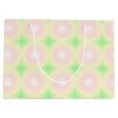 緑淡い色のバラ白3D光学勾配パターン ラージペーパーバッグ (裏面)