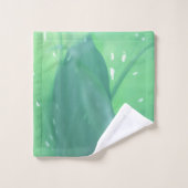 緑淡い色の植物の葉パターン バスタオルセット (ウォッシュタオル)