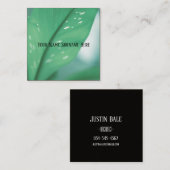 緑淡い色の植物葉感じ自然カード スクエア名刺 (正面/裏面)