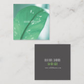 緑淡い色の植物葉感じ自然カード スクエア名刺 (正面/裏面)