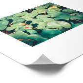 緑淡い色の水百合花ポスター ポスター (角)