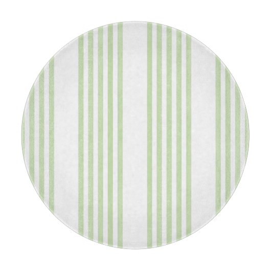 緑淡い色の白5パターンストライプ カッティングボード (正面)