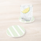 緑淡い色の白5パターンストライプ コースター (側面)