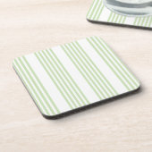 緑淡い色の白5パターンストライプ コースター (左側)