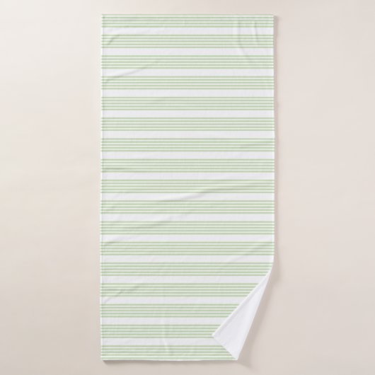 緑淡い色の白5パターンストライプ バスタオル (バスタオル)