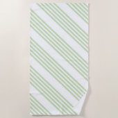 緑淡い色の白5パターンストライプ ビーチタオル (正面)