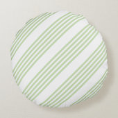 緑淡い色の白5パターンストライプ ラウンドクッション (裏面)