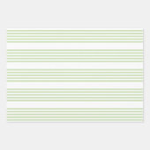 緑淡い色の白5パターンストライプ ラッピングペーパーシート (正面)