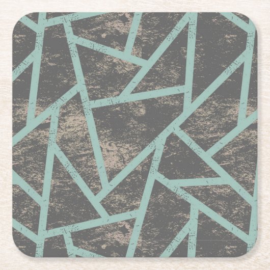 緑淡い色の色モザイク模様 スクエアペーパーコースター (正面)