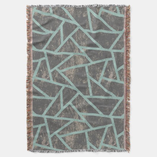 緑淡い色の色モザイク模様 スローブランケット (正面縦)