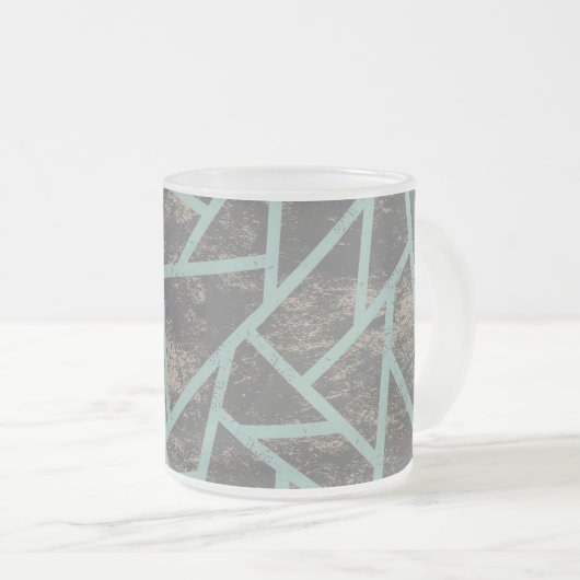 緑淡い色の色モザイク模様 フロストグラスマグカップ (正面右)