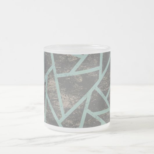 緑淡い色の色モザイク模様 フロストグラスマグカップ (中央)