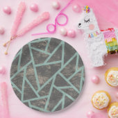 緑淡い色の色モザイク模様 ペーパープレート (パーティー)