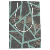 緑淡い色の色モザイク模様 ミディアムペーパーバッグ (正面)