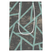 緑淡い色の色モザイク模様 ミディアムペーパーバッグ (裏面)