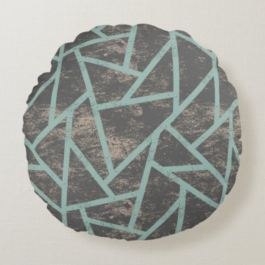 緑淡い色の色モザイク模様 ラウンドクッション (正面)