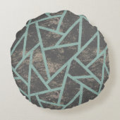 緑淡い色の色モザイク模様 ラウンドクッション (裏面)