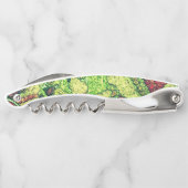 緑淡い色の色絵を描黄色火山石デザイン ソムリエナイフ (裏面)