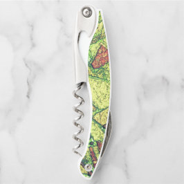 緑淡い色の色絵を描黄色火山石デザイン ソムリエナイフ