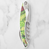 緑淡い色の色絵を描黄色火山石デザイン ソムリエナイフ (裏面)