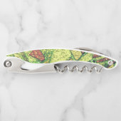 緑淡い色の色絵を描黄色火山石デザイン ソムリエナイフ (正面)