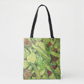 緑淡い色の色絵を描黄色火山石デザイン トートバッグ (正面)