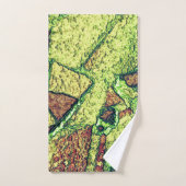 緑淡い色の色絵を描黄色火山石デザイン バスタオルセット (ハンドタオル)