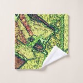 緑淡い色の色絵を描黄色火山石デザイン バスタオルセット (ウォッシュタオル)