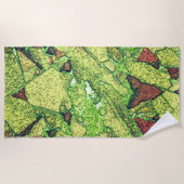 緑淡い色の色絵を描黄色火山石デザイン ビーチタオル (正面)