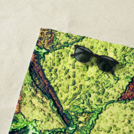 緑淡い色の色絵を描黄色火山石デザイン ビーチタオル