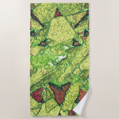 緑淡い色の色絵を描黄色火山石デザイン ビーチタオル (正面)