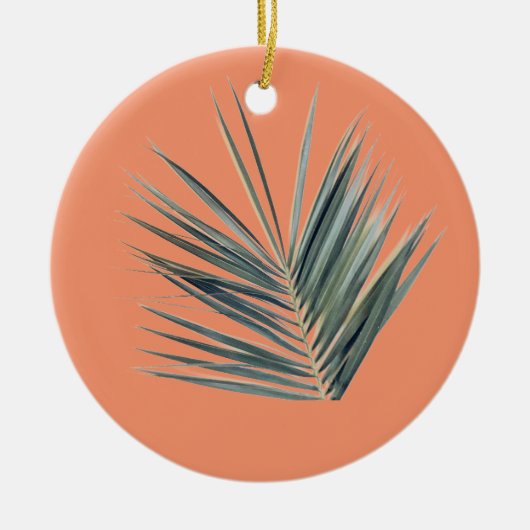 緑淡い色の葉 セラミックオーナメント (正面)