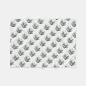 緑淡い色の葉 フリースブランケット (正面(横))