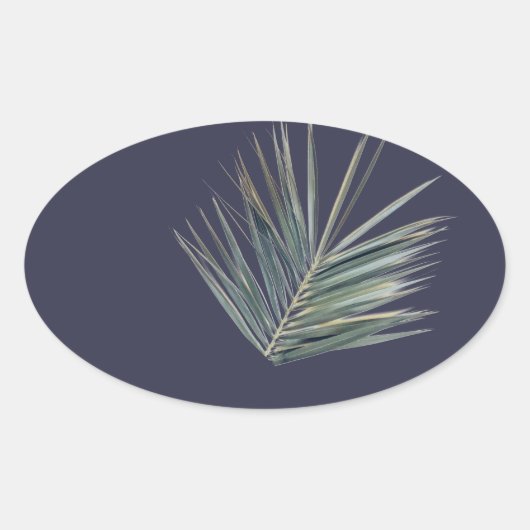 緑淡い色の葉 楕円形シール (正面)