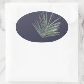 緑淡い色の葉 楕円形シール (バッグ)