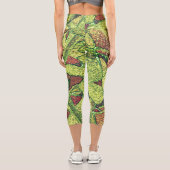 緑淡い色の黄絵を描火山岩スケッチ カプリレギンス (裏面)